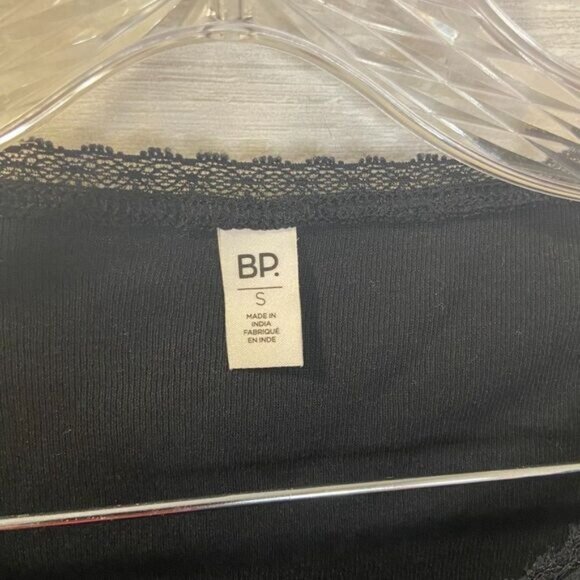 BP. Black Long Sleeve Tee Lace trim Neckline and Cuffs Women's Top NWT - Picture 7 of 8